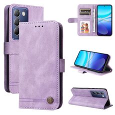 Per vivo Y100 5G IDN / Y200e 5G Global Skin Feel Life Tree Custodia in pelle con bottoni in metallo (Viola)