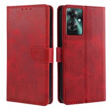 Per OPPO Reno11 F 5G Custodia per cellulare in pelle con fibbia in vitello (rosso)