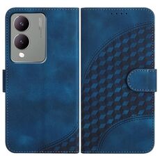 Per vivo Y17s 4G Global/Y28 5G India YX0060 Custodia in pelle per telefono con testa di elefante in rilievo con cordino (blu reale)