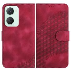 Per vivo Y03 4G Global YX0060 Custodia in pelle per telefono con testa di elefante in rilievo con cordino (rosa rossa)