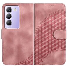 Per vivo Y100 5G IDN/Y200e 5G Global YX0060 Custodia in pelle per telefono con testa di elefante in rilievo con cordino (rosa)