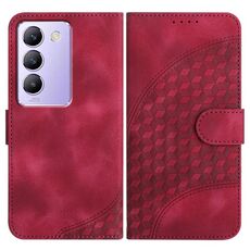 Per vivo Y100 5G IDN/Y200e 5G Global YX0060 Custodia in pelle per telefono con testa di elefante in rilievo con cordino (rosa rossa)