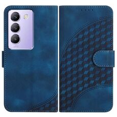 Per vivo Y100 5G IDN/Y200e 5G Global YX0060 Custodia in pelle per telefono con testa di elefante in rilievo con cordino (blu reale)