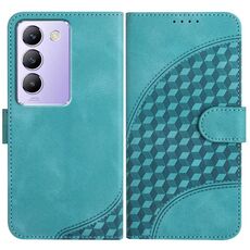 Per vivo Y100 5G IDN/Y200e 5G Global YX0060 Custodia in pelle per telefono con testa di elefante in rilievo con cordino (azzurro)