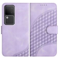 Per vivo V30 5G Global/V30 Pro 5G Global YX0060 Custodia in pelle per telefono con testa di elefante in rilievo con cordino (viola chiaro)