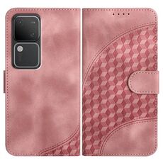 Per vivo V30 5G Global/V30 Pro 5G Global YX0060 Custodia in pelle per telefono con testa di elefante in rilievo con cordino (rosa)
