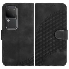Per vivo V30 5G Global/V30 Pro 5G Global YX0060 Custodia in pelle per telefono con testa di elefante in rilievo con cordino (nero)