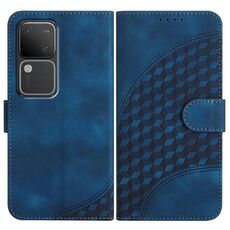 Per vivo V30 5G Global/V30 Pro 5G Global YX0060 Custodia in pelle per telefono con testa di elefante in rilievo con cordino (blu reale)