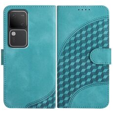 Per vivo V30 5G Global/V30 Pro 5G Global YX0060 Custodia in pelle per telefono con testa di elefante in rilievo con cordino (azzurro)
