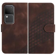 Per vivo V30 5G Global/V30 Pro 5G Global YX0060 Custodia in pelle per telefono con testa di elefante in rilievo con cordino (caffè)