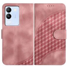 Per vivo V30 Lite 5G Global YX0060 Custodia in pelle per telefono con testa di elefante in rilievo con cordino (rosa)