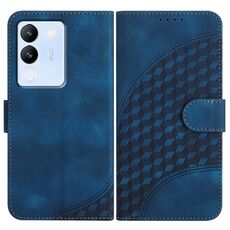 Per vivo V30 Lite 5G Global YX0060 Custodia in pelle per telefono con testa di elefante in rilievo con cordino (blu reale)