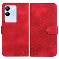 Per vivo V30 Lite 5G Global YX0060 Custodia in pelle per telefono con testa di elefante in rilievo con cordino (rosso)