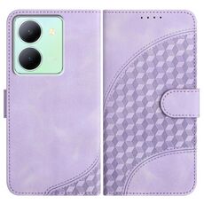 Per vivo Y27s 4G Global YX0060 Custodia in pelle per telefono con testa di elefante in rilievo con cordino (viola chiaro)