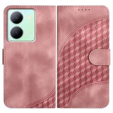 Per vivo Y27s 4G Global YX0060 Custodia in pelle per telefono con testa di elefante in rilievo con cordino (rosa)