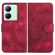 Per vivo Y27s 4G Global YX0060 Custodia in pelle per telefono con testa di elefante in rilievo con cordino (rosa rossa)