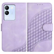 Per vivo V29e 5G Global/Y200 5G Global YX0060 Custodia in pelle per telefono con testa di elefante in rilievo con cordino (viola chiaro)