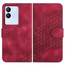 Per vivo V29e 5G Global/Y200 5G Global YX0060 Custodia in pelle per telefono con testa di elefante in rilievo con cordino (rosa rossa)