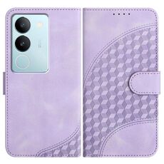 Per vivo V29 5G Global/V29 Pro YX0060 Custodia in pelle per telefono con testa di elefante in rilievo con cordino (viola chiaro)