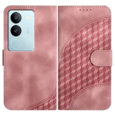 Per vivo V29 5G Global/V29 Pro YX0060 Custodia in pelle per telefono con testa di elefante in rilievo con cordino (rosa)