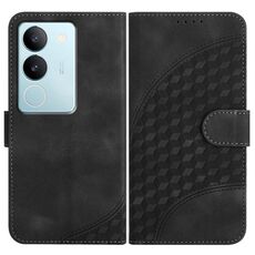 Per vivo V29 5G Global/V29 Pro YX0060 Custodia in pelle per telefono con testa di elefante in rilievo con cordino (nero)