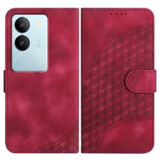 Per vivo V29 5G Global/V29 Pro YX0060 Custodia in pelle per telefono con testa di elefante in rilievo con cordino (rosa rossa)