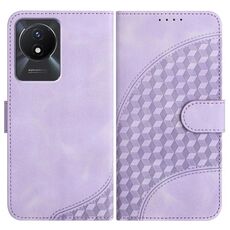 Per vivo Y02A 4G/Y02 4G/Y11 2023/Y02t YX0060 Custodia in pelle per telefono con testa di elefante in rilievo con cordino (viola chiaro)