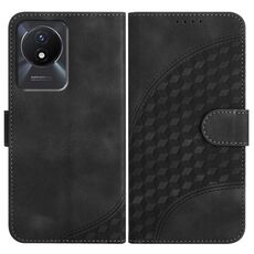 Per vivo Y02A 4G/Y02 4G/Y11 2023/Y02t YX0060 Custodia in pelle per telefono con testa di elefante in rilievo con cordino (nero)