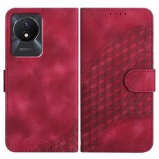 Per vivo Y02A 4G/Y02 4G/Y11 2023/Y02t YX0060 Custodia in pelle per telefono con testa di elefante in rilievo con cordino (rosa rossa)