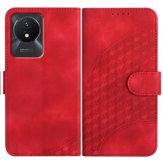 Per vivo Y02A 4G/Y02 4G/Y11 2023/Y02t YX0060 Custodia in pelle per telefono con testa di elefante in rilievo con cordino(Rosso)