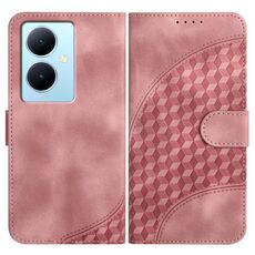 Per vivo Y78+ 5G Global/Y78 5G Global YX0060 Custodia in pelle per telefono con testa di elefante in rilievo con cordino (rosa)