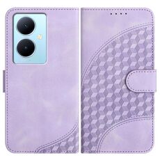Per vivo V29 Lite YX0060 Custodia in pelle per telefono con testa di elefante in rilievo con cordino (viola chiaro)