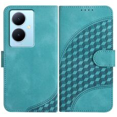 Per vivo V29 Lite YX0060 Custodia in pelle per telefono con testa di elefante in rilievo con cordino (azzurro)
