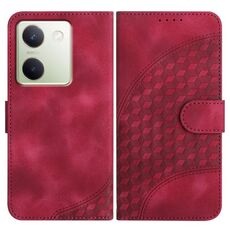 Per vivo Y100 5G Global YX0060 Custodia in pelle per telefono con testa di elefante in rilievo con cordino (rosa rossa)