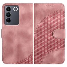 Per vivo V27 5G Global/V27 Pro 5G Global YX0060 Custodia in pelle per telefono con testa di elefante in rilievo con cordino (rosa)