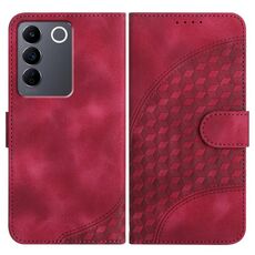 Per vivo V27 5G Global/V27 Pro 5G Global YX0060 Custodia in pelle per telefono con testa di elefante in rilievo con cordino (rosa rossa)