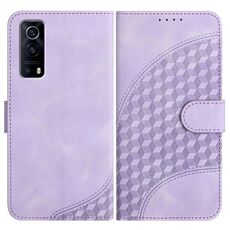 Per vivo Y72 5G/iQOO Z3/Y52 5G YX0060 Custodia in pelle per telefono con testa di elefante in rilievo con cordino (viola chiaro)