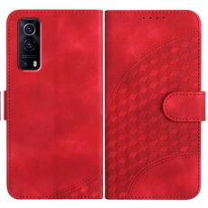 Per vivo Y72 5G/iQOO Z3/Y52 5G YX0060 Custodia in pelle per telefono con testa di elefante in rilievo con cordino(Rosso)