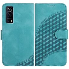 Per vivo Y72 5G/iQOO Z3/Y52 5G YX0060 Custodia in pelle per telefono con testa di elefante in rilievo con cordino (azzurro)