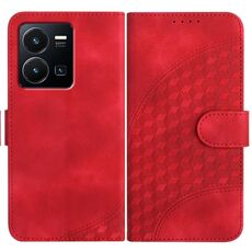 Per vivo Y35 4G Global/Y22s 4G Global YX0060 Custodia in pelle per telefono con testa di elefante in rilievo con cordino (rosso)