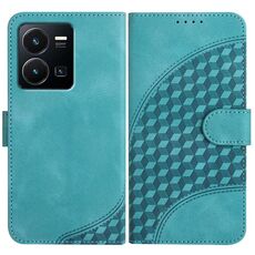Per vivo Y77e 5G YX0060 Custodia in pelle per telefono con testa di elefante in rilievo con cordino (azzurro)