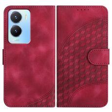 Per vivo Y02s 4G Global YX0060 Custodia in pelle per telefono con testa di elefante in rilievo con cordino (rosa rossa)