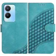 Per vivo Y02s 4G Global YX0060 Custodia in pelle per telefono con testa di elefante in rilievo con cordino (azzurro)