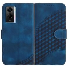 Per vivo Y55s 2023 5G/Y55 5G Global YX0060 Custodia in pelle per telefono con testa di elefante in rilievo con cordino (blu reale)