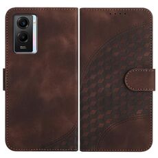 Per vivo Y55s 2023 5G/Y55 5G Global YX0060 Custodia in pelle per telefono con testa di elefante in rilievo con cordino (caffè)