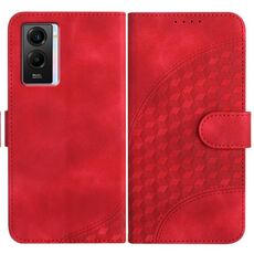 Per vivo iQOO U5e 5G/Y30 5G/Y33e 5G YX0060 Custodia in pelle per telefono con testa di elefante in rilievo con cordino(Rosso)