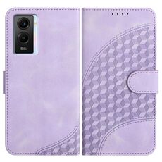Per vivo Y75 5G Global/T1 5G Global YX0060 Custodia in pelle per telefono con testa di elefante in rilievo con cordino (viola chiaro)