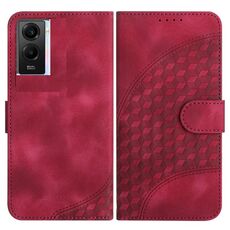 Per vivo Y75 5G Global/T1 5G Global YX0060 Custodia in pelle per telefono con testa di elefante in rilievo con cordino (rosa rossa)