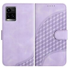 Per vivo Y33s 4G Global/Y21/Y21s/Y21t YX0060 Custodia in pelle per telefono con testa di elefante in rilievo con cordino (viola chiaro)