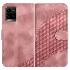 Per vivo Y33s 4G Global/Y21/Y21s/Y21t YX0060 Custodia in pelle per telefono con testa di elefante in rilievo con cordino (rosa)
